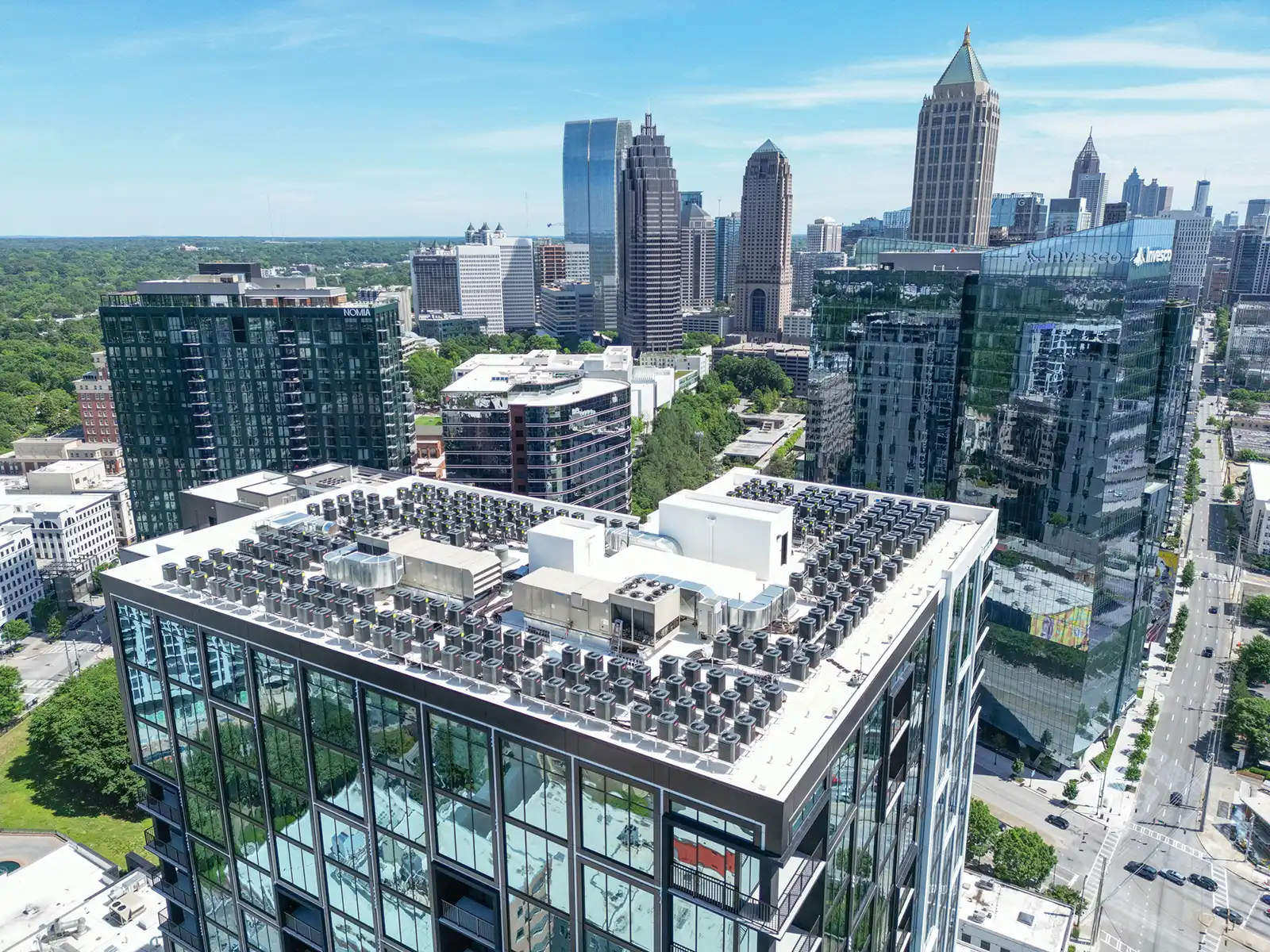 aerial photo of a roof in Midtown Atlanta, GA