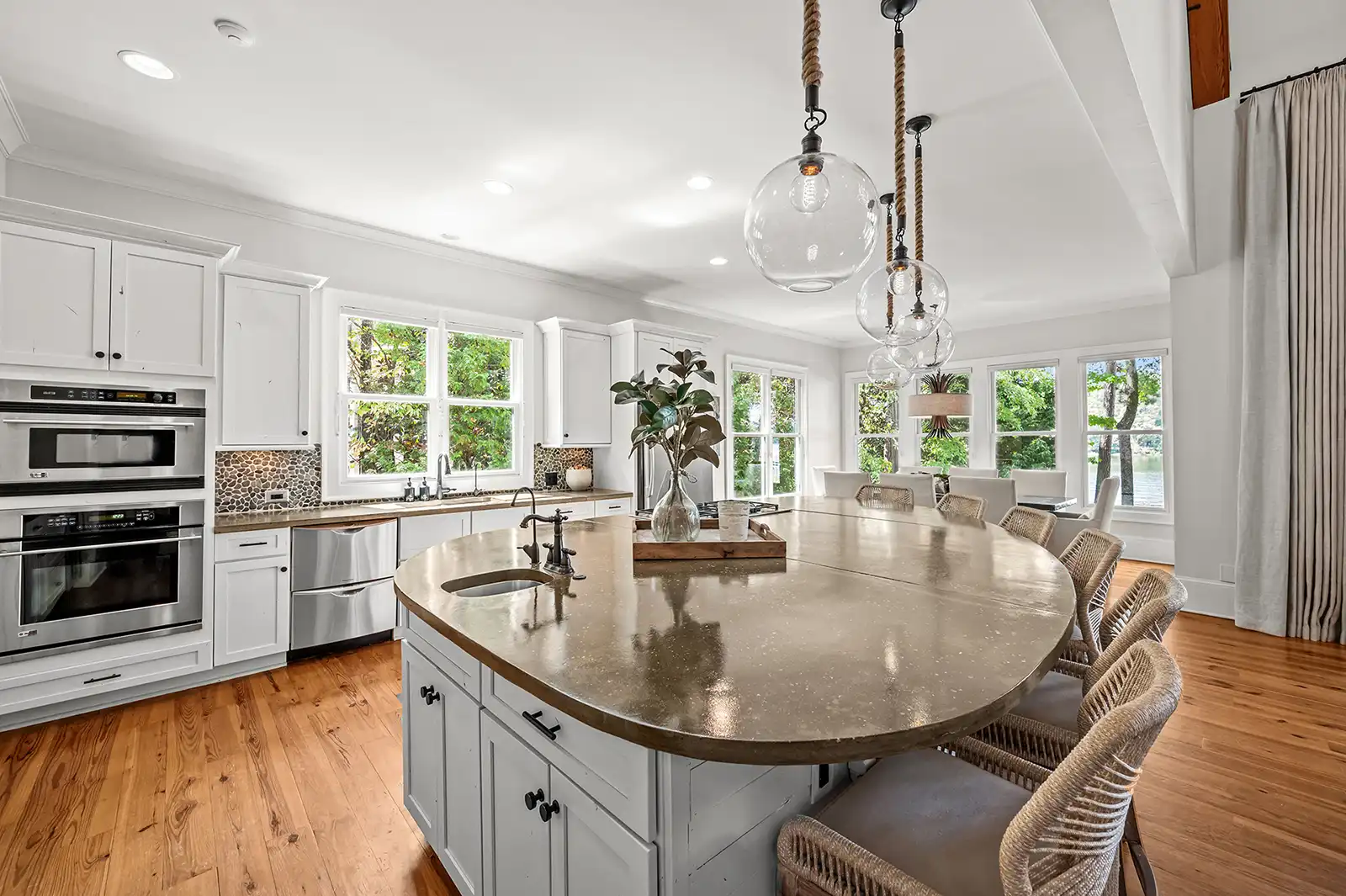 kitchen with lake view