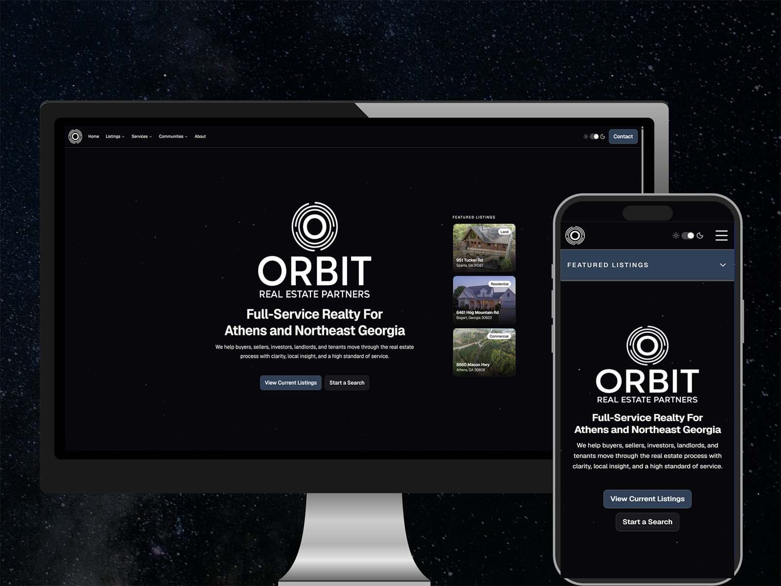 Orbit Real Estate Partners website displayed inside a browser window