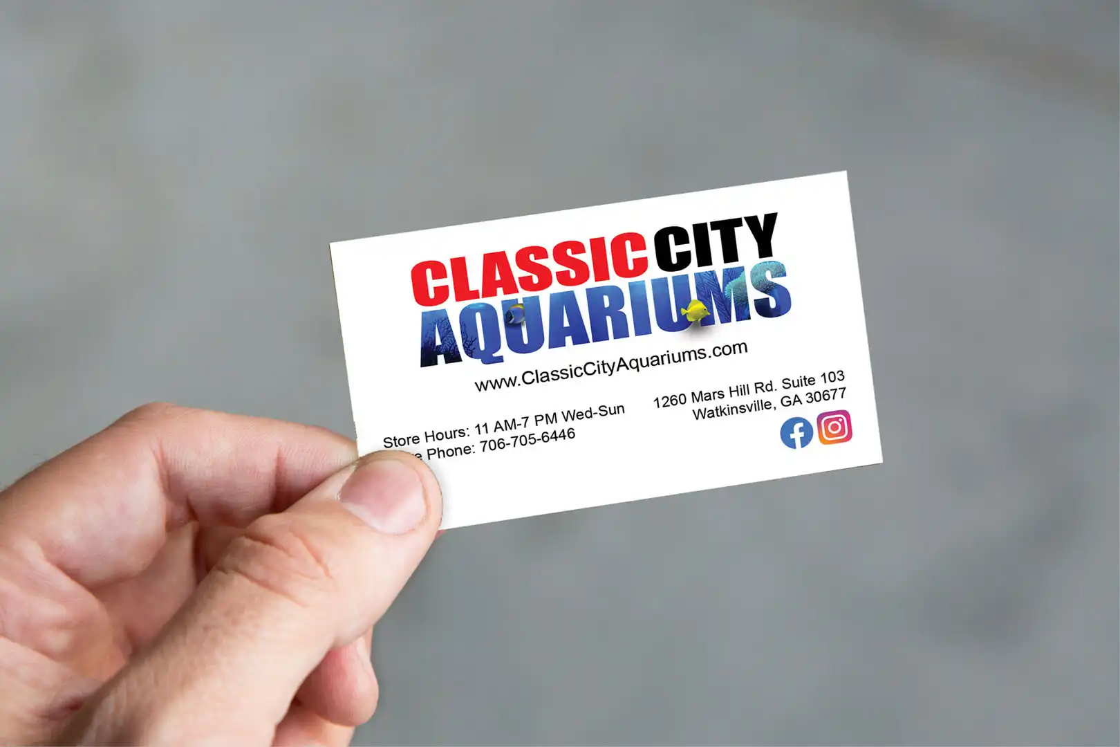 Business Cards for Classic City Aquariums in Athens, GA
