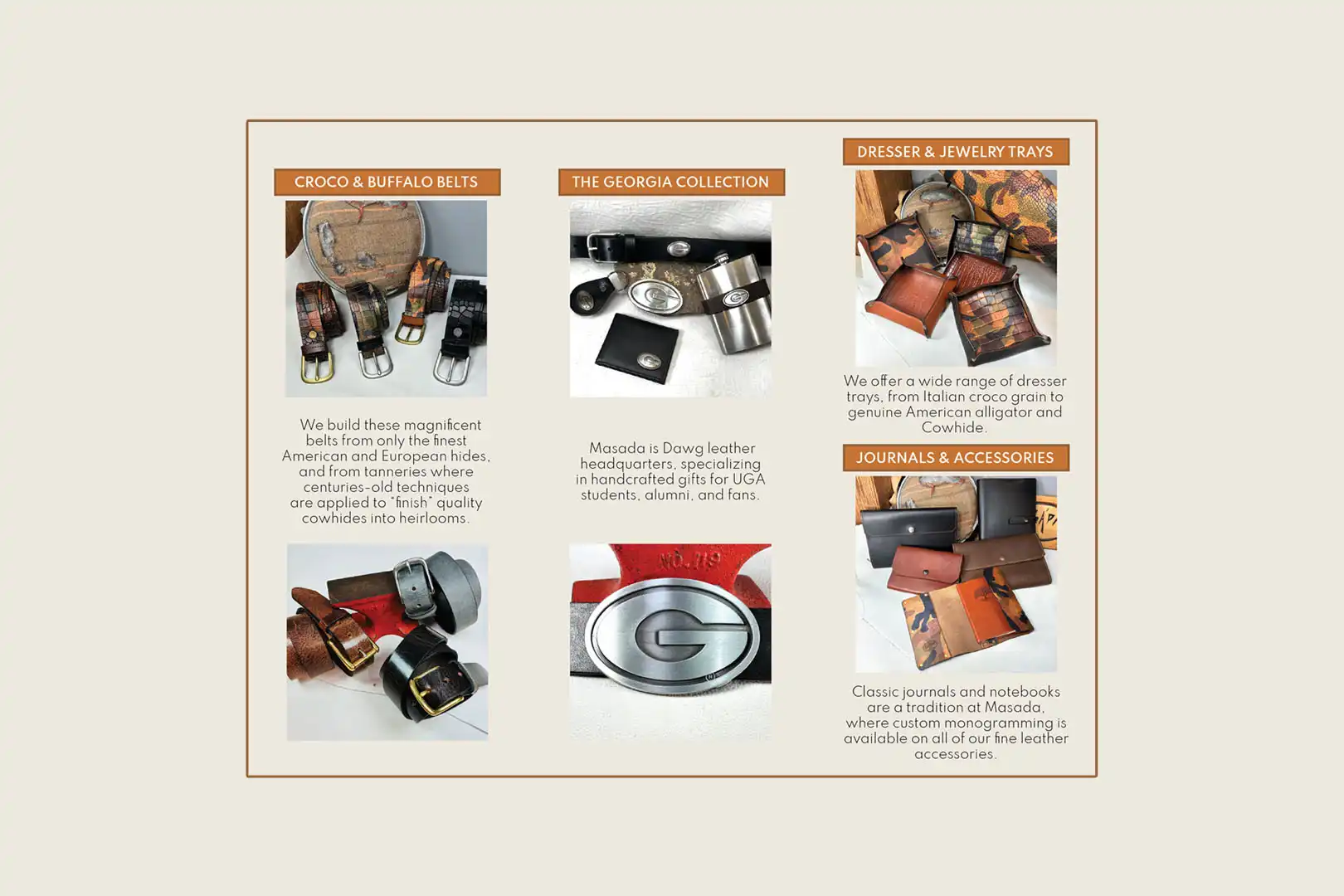 Trifold Brochure for Masada Leather in Athens, GA image 2