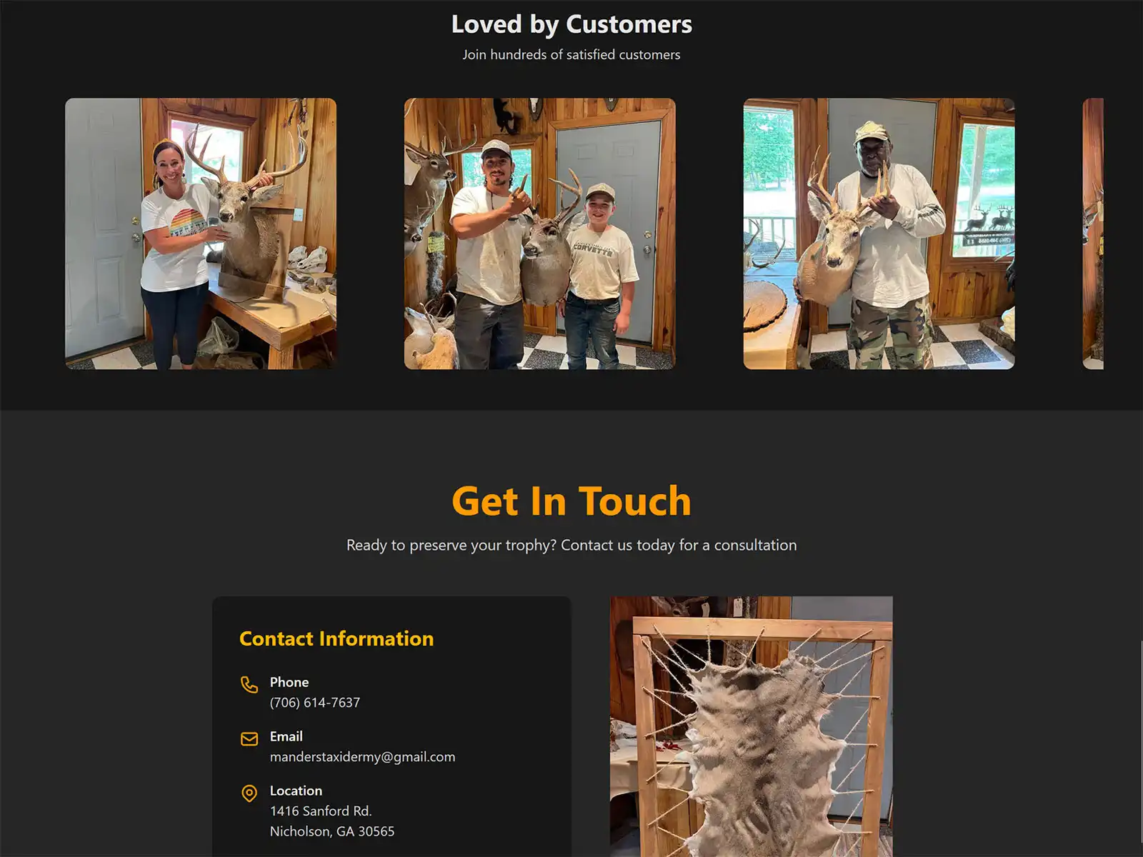 Next.js Website for Mander's Taxidermy in Nicholson, GA image 3
